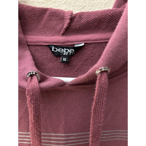 Bebe Sport 1X Hoodie Pullover Silver Logo Accents Long Sleeve Mauve 
A744 - Picture 3 of 4